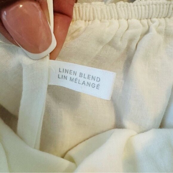 H&M Ivory Linen Off-Shoulder Mini Dress Size Small | Romantic - Picture 10 of 13